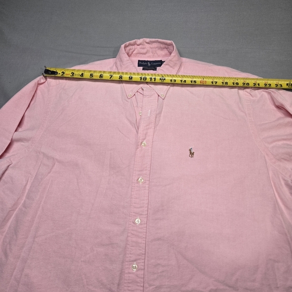Ralph Lauren Men's 17.5 Cotton Pink Yarmouth Long Sleeve Button Down Shirt - Picture 7 of 11